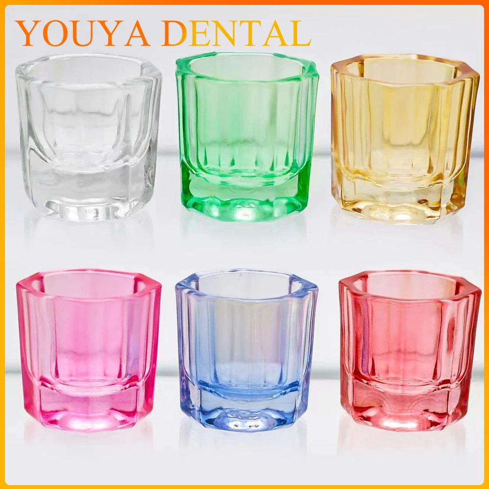 10Pcs/Pack Dental Mixing Bowls Glass Dappen Dishes Tiny Mixing Bowl Octagonal Mixing Cups Glassware Household Dentist Container