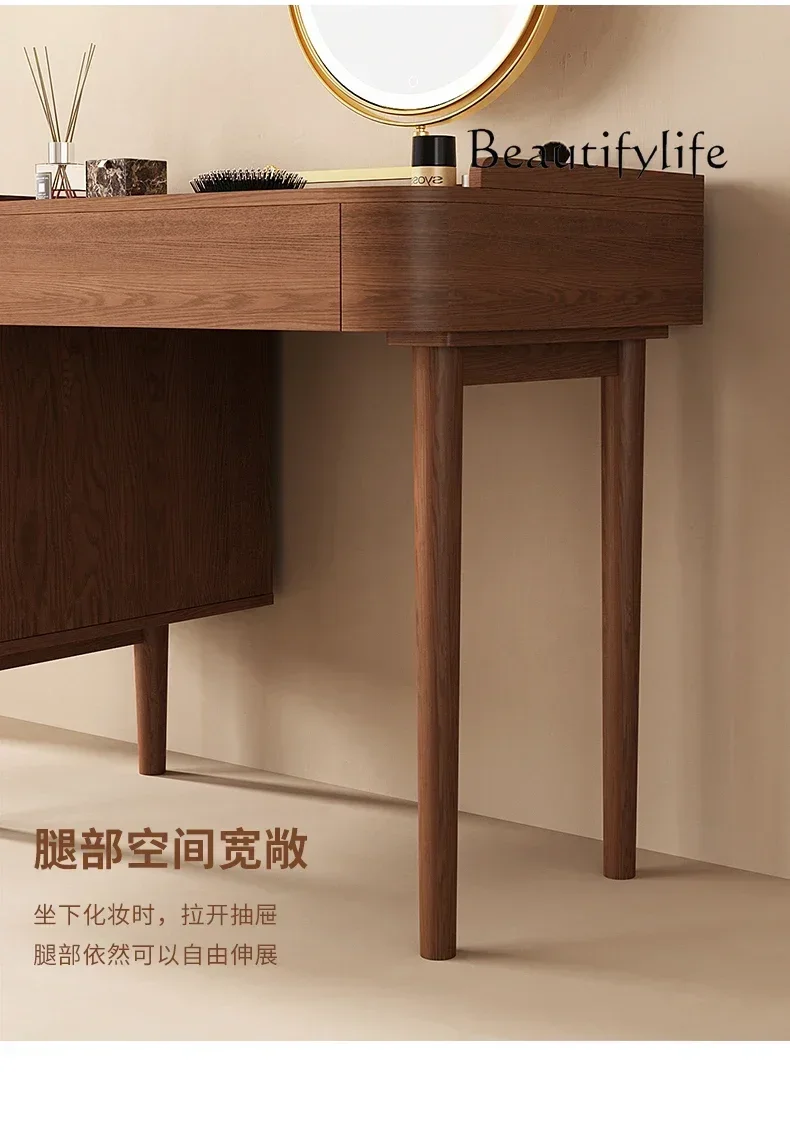 LXsolid wood dresser bedroom modern simple Japanese-style small apartment master bedroom storage cabinet makeup table integrated