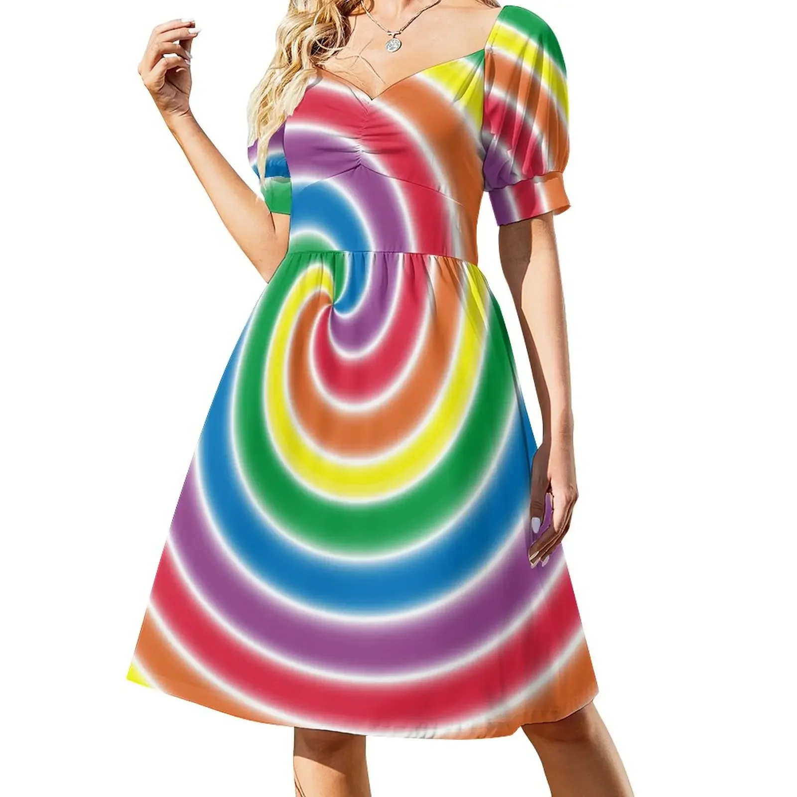 

rainbow gradient swirls Short-Sleeved Dress dresses for women women's summer dress 2025