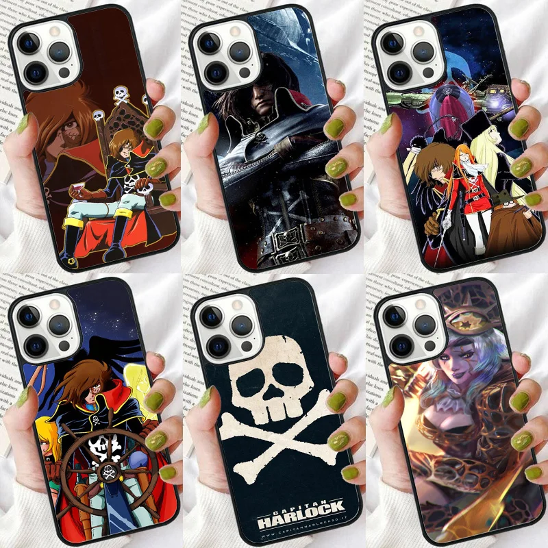 Space Pirate Captain Harlock Phone Case For iPhone 16 15 14 plus XR XS 11 12 13 Pro max Bumper Shell Cover coque