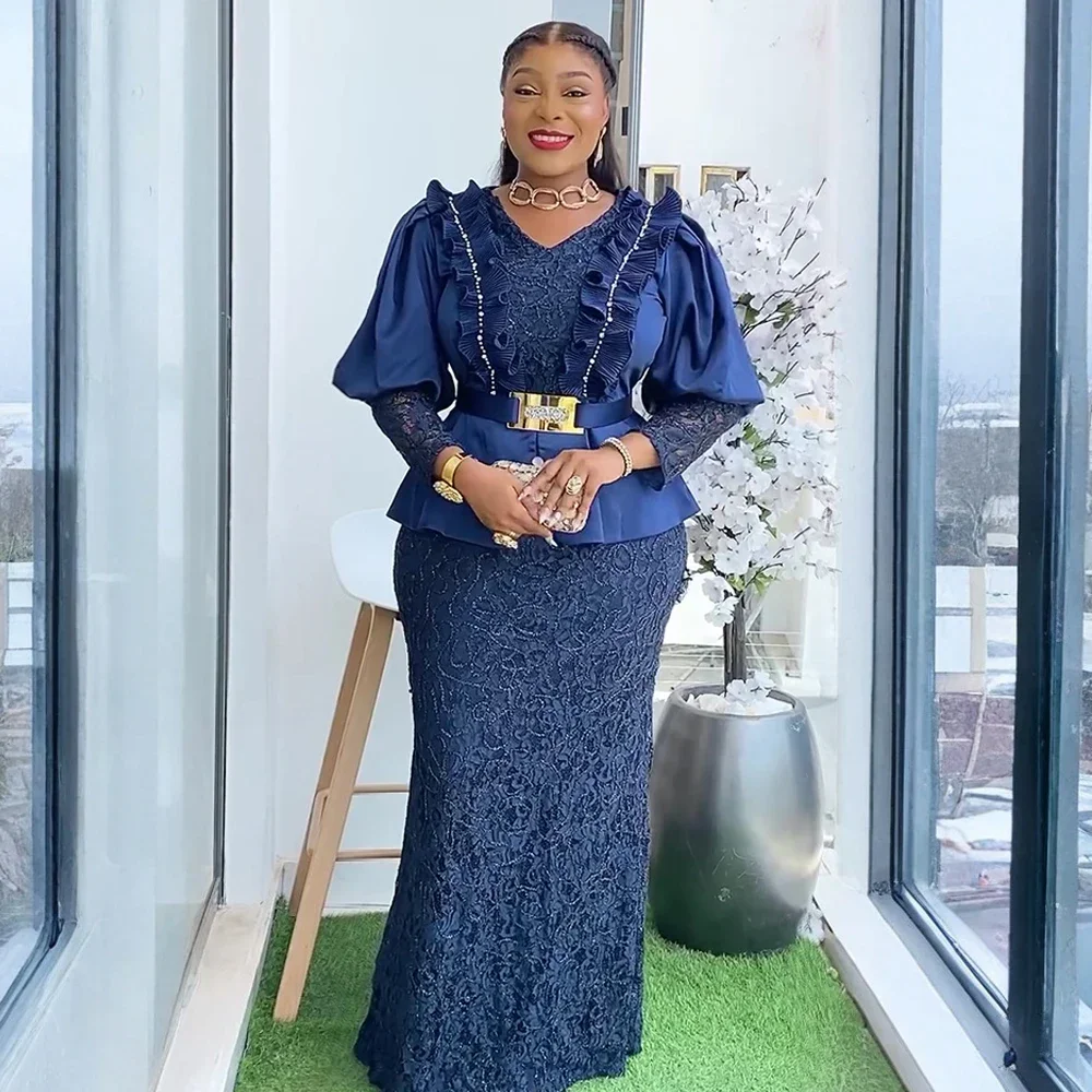 

Plus Size African Party Dresses for Women Dashiki Ankara Lace Wedding Evening Gowns Elegant Turkey Muslim Maxi Dress 2025 New