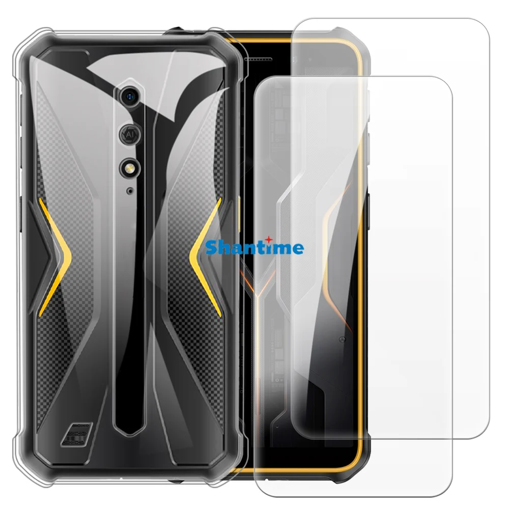 Soft Case + 2 Pack Tempered Glass Screen Protectors for Ulefone RugKing 2 Pro Full-Body Protection