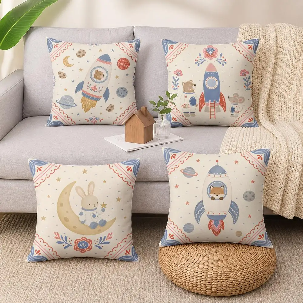Boho Cartoon kids Bear Panda Balloon  Cushion Cover Luxury Soft Plush Short Fur Cushion Case Warm Cozy Sofa Bed Decorative Home