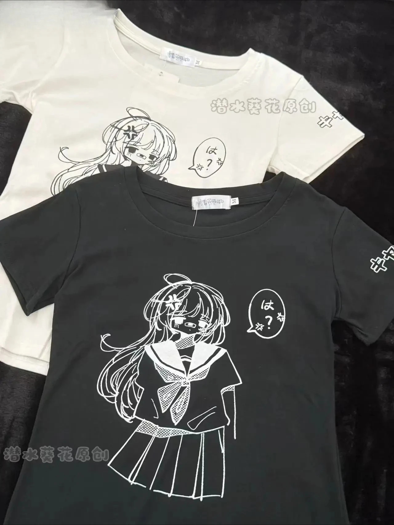 

Japanese Original Cotton Crew Neck T-shirt Elastic Slimming Waist T Shirt Two-dimensional Cute Sweet Student Short-sleeved Tops