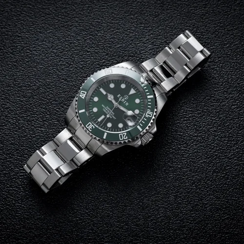 Reloj de cristal de zafiro para hombre, movimiento de cuarzo japonés, bisel de cerámica, caja de acero inoxidable, resistente al agua hasta 50M, reloj de natación para hombre