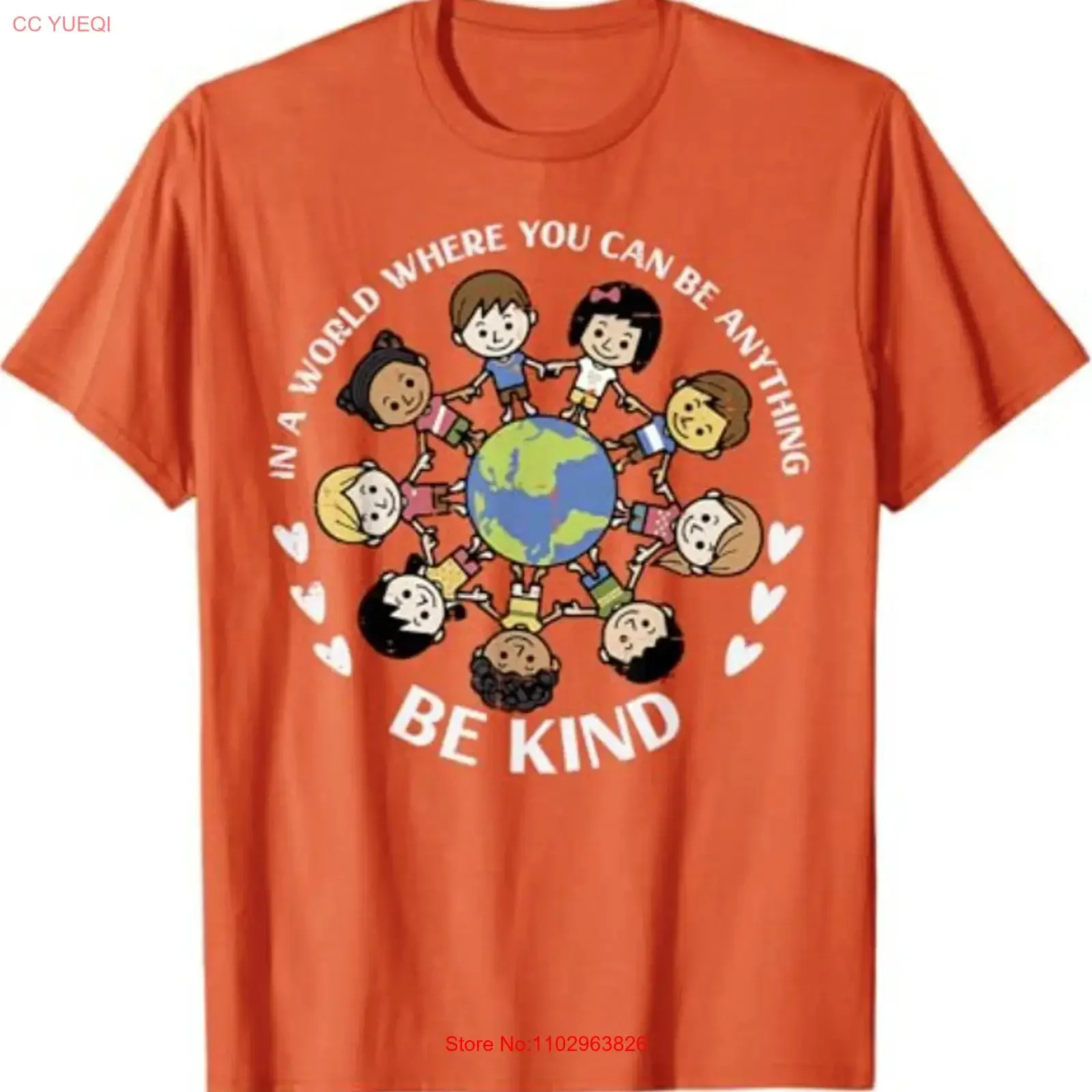 Kind Earth Anti Bullying Unity Day Orange T-shirt vintage pour garçons et filles, style délavé, polyvalent, légèrement graphique, vêtements de créateur