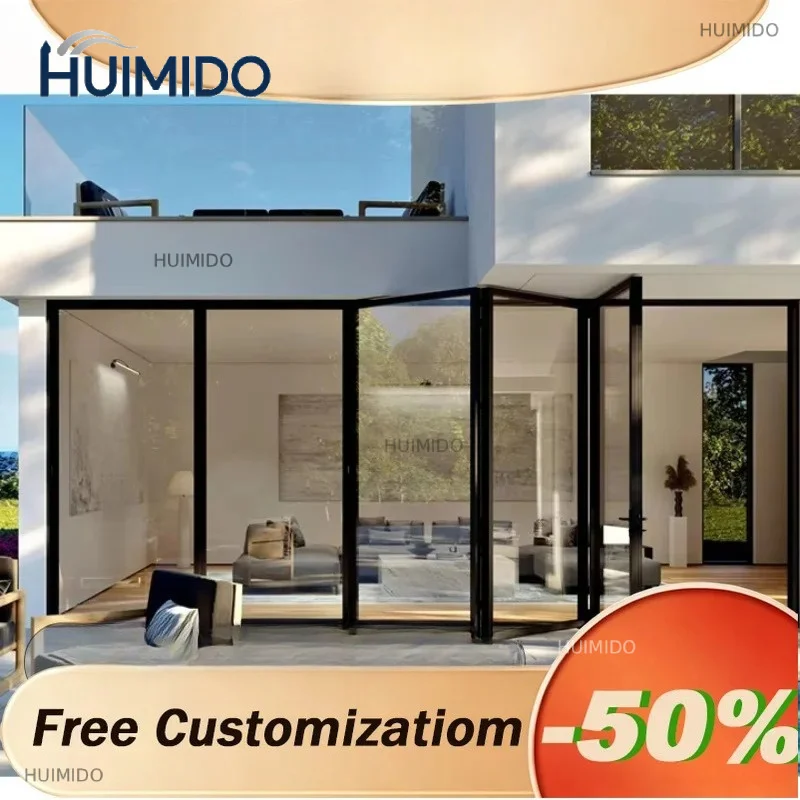 Any Size Custom Modern Thermal Break Aluminum Accordion Folding Door Waterproof Insulated Glass Exterior Door For House Patio