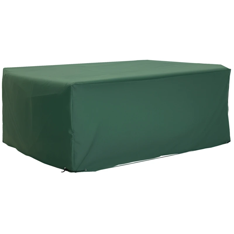 Housse de protection imperméable pour meubles de patio en tissu Oxford 600D vert, 210 x 140 x 80 cm, bâche de protection résistante aux intempéries avec revêtement en PE, 8 œillets et corde de fixation pour table d'extérieur, barbecue, remorque à vélo