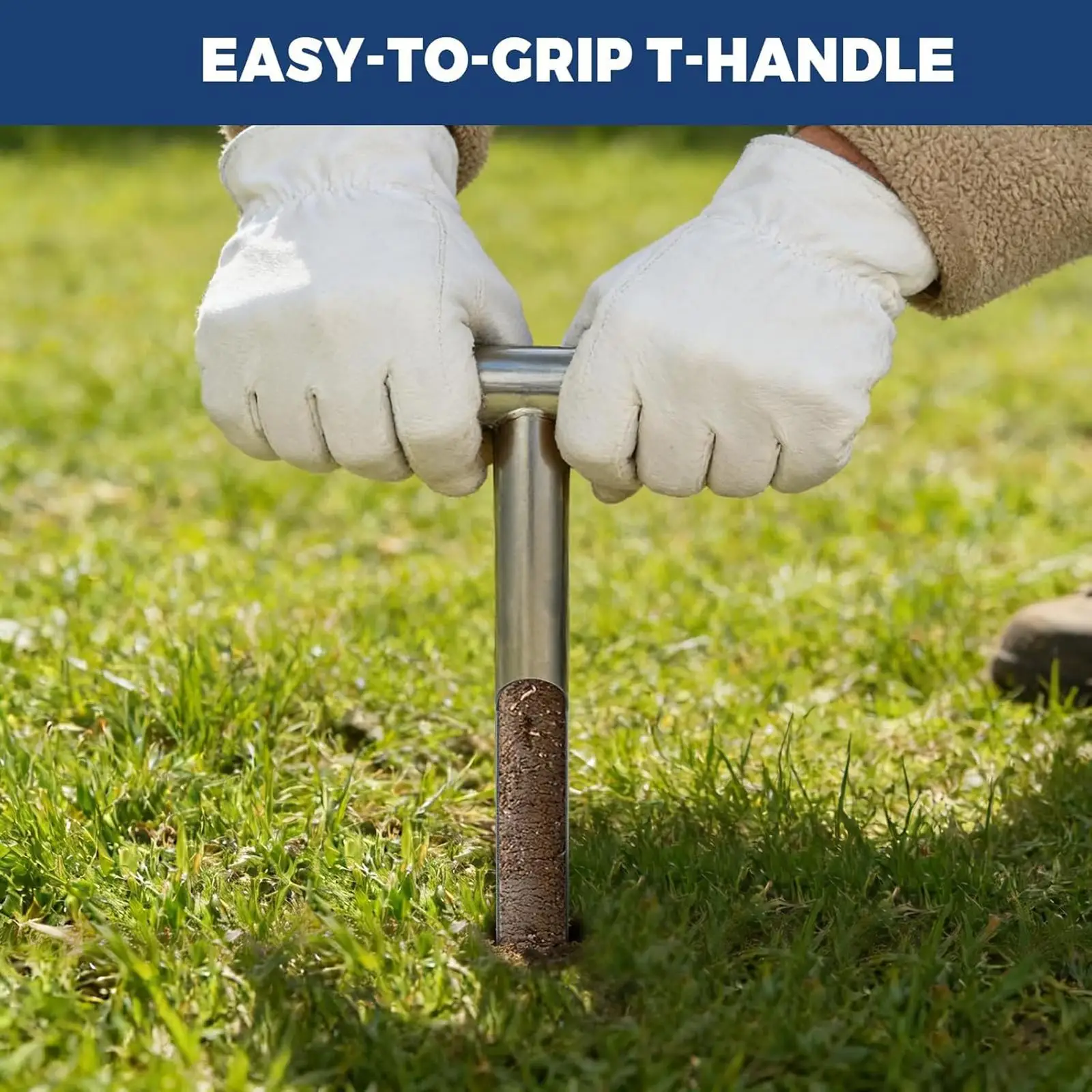 Professional Stainless Steel Soil Core Sampler Reusable Probe for Garden Landscape Golf Course