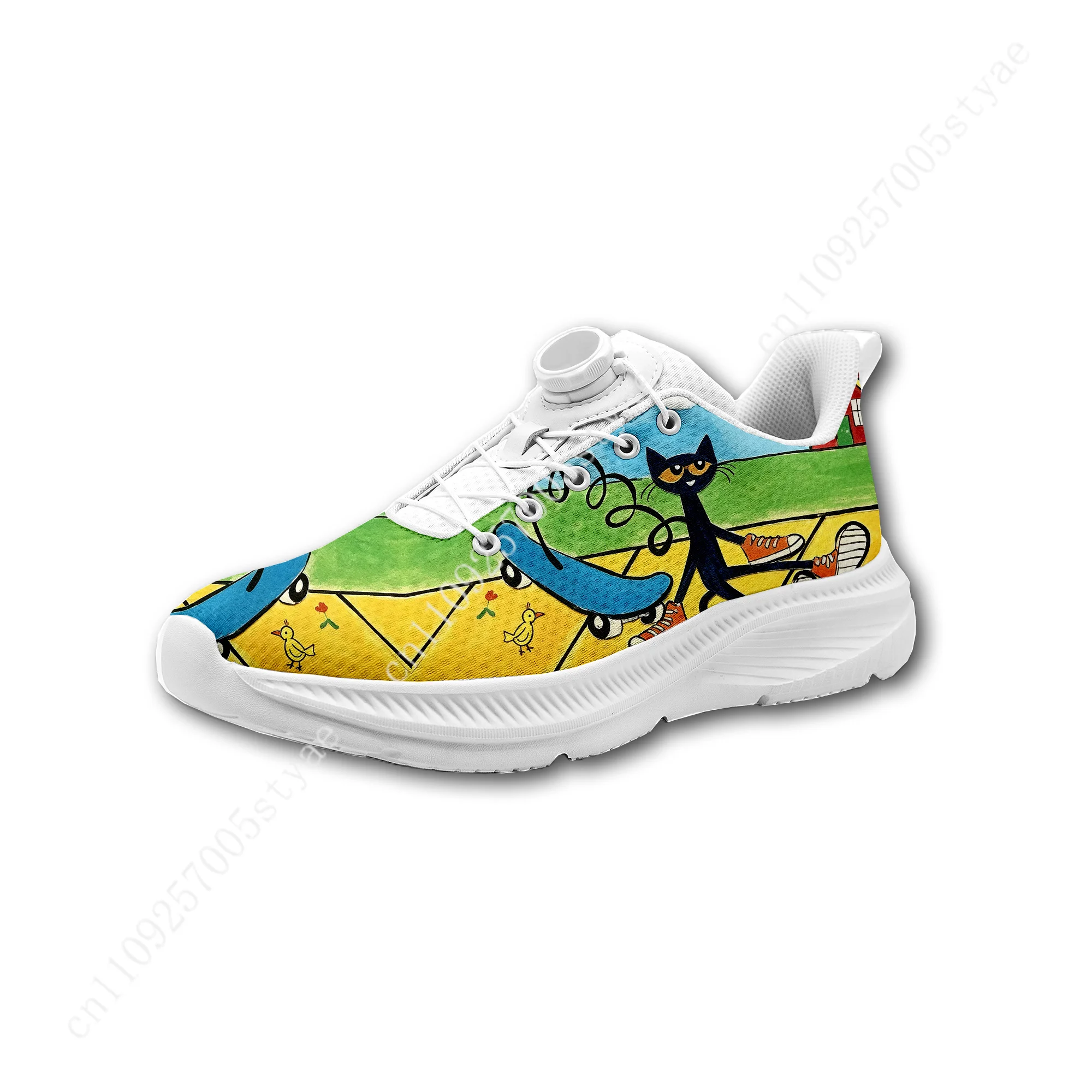 Pete the Cat I Love My White Shoes Custom Walking Shoes Men Woman Rotating Button Without Laces Shoe Lightweight Sneakers Unisex