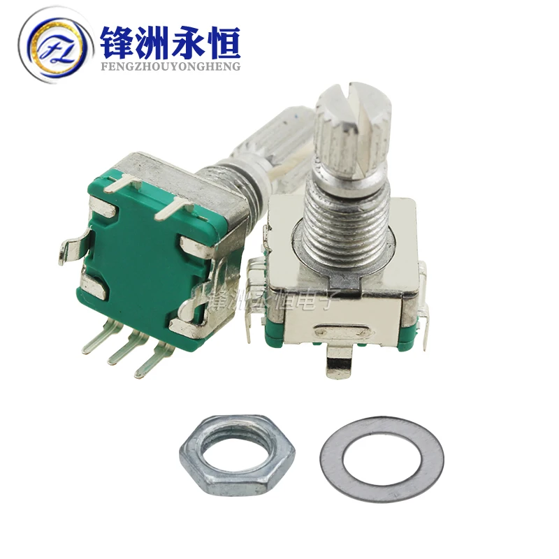 5PCS/LOT 20 Position 360 Degree Rotary Encoder EC11 w Push Button 5Pin Handle Long 15/20MM With A Built In Push Button Switch