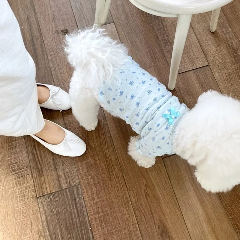

Classic Floral Dog Clothes Summer Pet Puppy Vest Teddy Casual Bottom Shirt Bichon Frise Two Legs Short Sleeve XS-XL