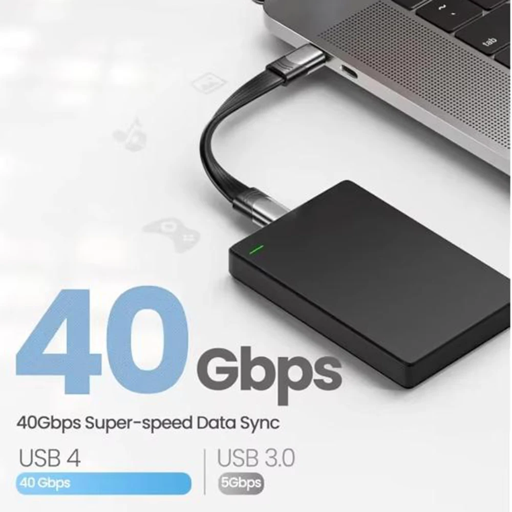 GITFOS Cable corto USB4 40Gbps PD 100W Cable de datos USB C a tipo C con salida de vídeo 5K @ 60Hz para Thunderbolt 4/3 MacBook Pro