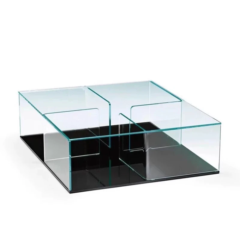 

Italian minimalist glass coffee table living room meeting rectangular tea Bauhaus high-end creative coffee