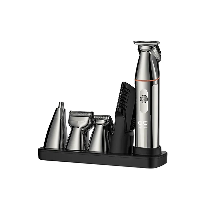 1Set Magnetic Digital Display Multi-functional Six-in-one Hair Clipper Electric Hair Clipper Oil Hair Clipper Styling Charging