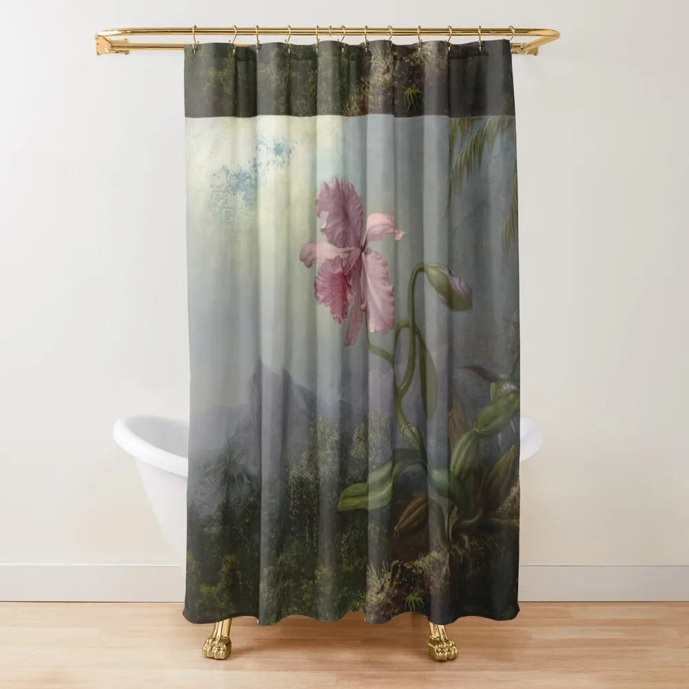 

Martin Johnson Heade - Two Hummingbirds With An Orchid Shower Curtain Anime Bathroom Cover Curtain