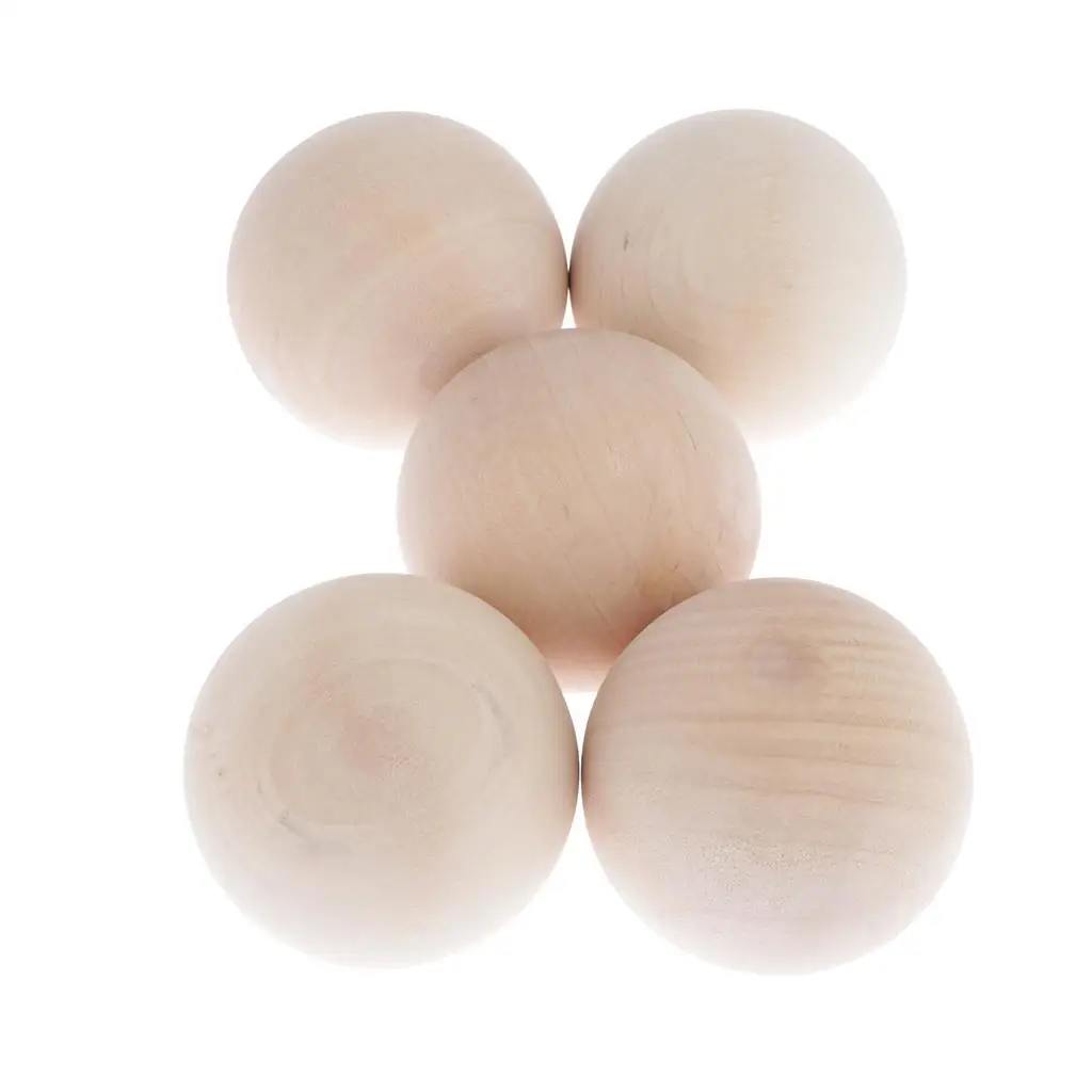 5 Pcs No Hole Wood Beads Accessories Crafts Making Hardwood Balls Solid 60mm