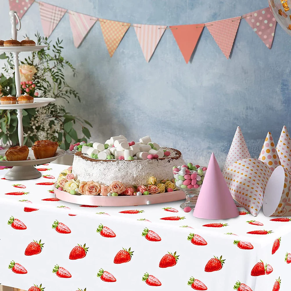

2Pcs Disposable Tablecloth Home Cover Rectangle Birthday Party Decorative PE Material Easy Clean Fruit Design