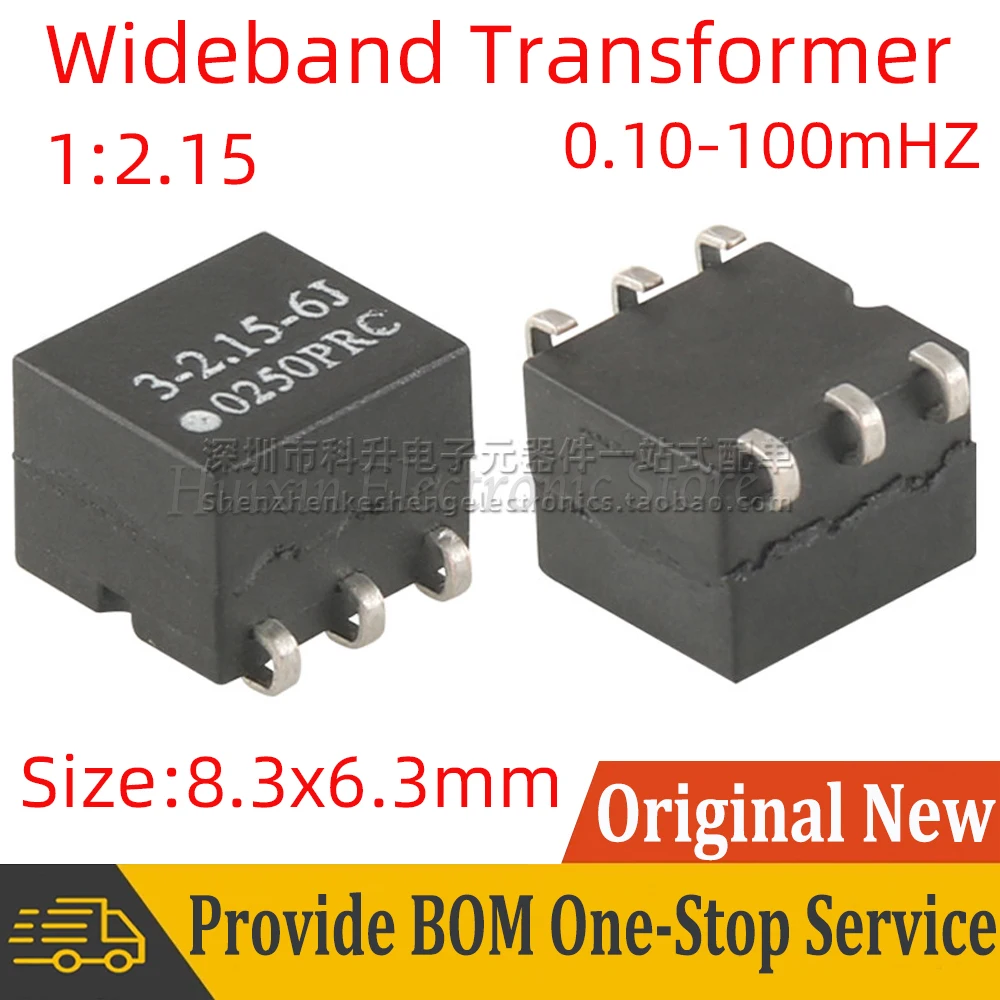 2pcs 3-2.15-6J SMD Ratio 1:2.15 Bandwidth Frequency 0.1-100MHZ RF Signal Pulse Isolation Wideband Transformer