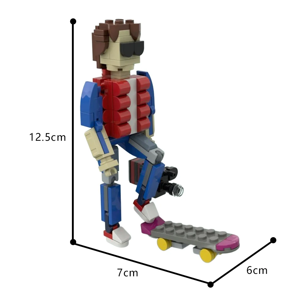 MOC Marty McFly พร้อมสเก็ตและกล้อง Building Blocks Backed To The Future ภาพยนตร์ Figurine อิฐเด็กของขวัญชุดของเล่นตกแต่ง