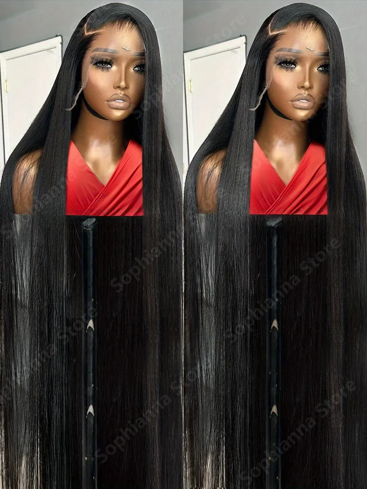 250 density 13x6 HD Transparent Straight Lace Frontal Human Hair Wigs 30 40 Inch 13x4 Lace Front Wig PrePlucked For Women