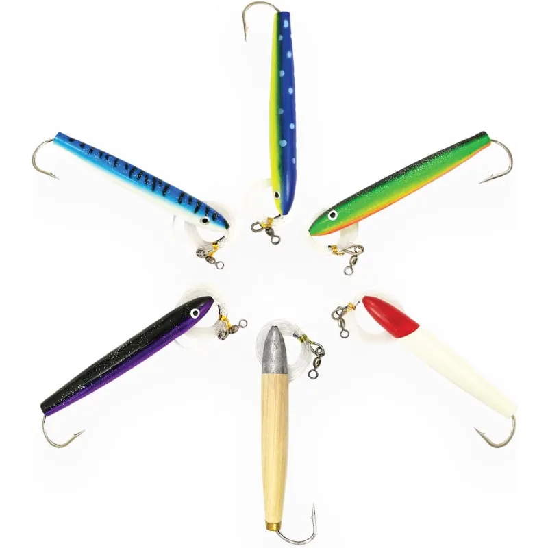 

6" Rigged Cedar Plugs - 6 Pcs w/Lure Bagswimming action that effectively triggers strikes from various predators