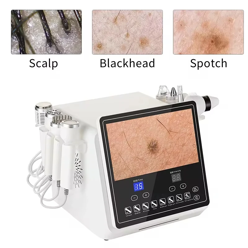 Máquina de hidrodermoabrasión con detección de piel de alto píxel para el cabello, poros del cuero cabelludo, máquina de belleza