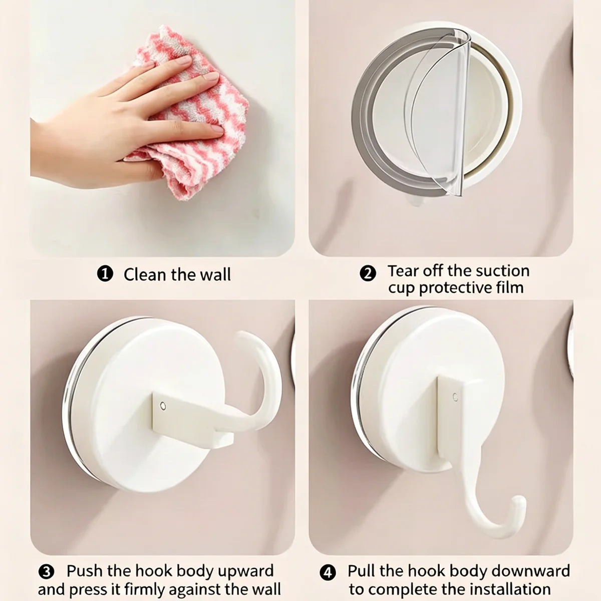 2 Stück Vakuum-Saughaken für Wand, Duschglas, Fenster, Küche, Bad & Toilettenorganisation – Detail 6