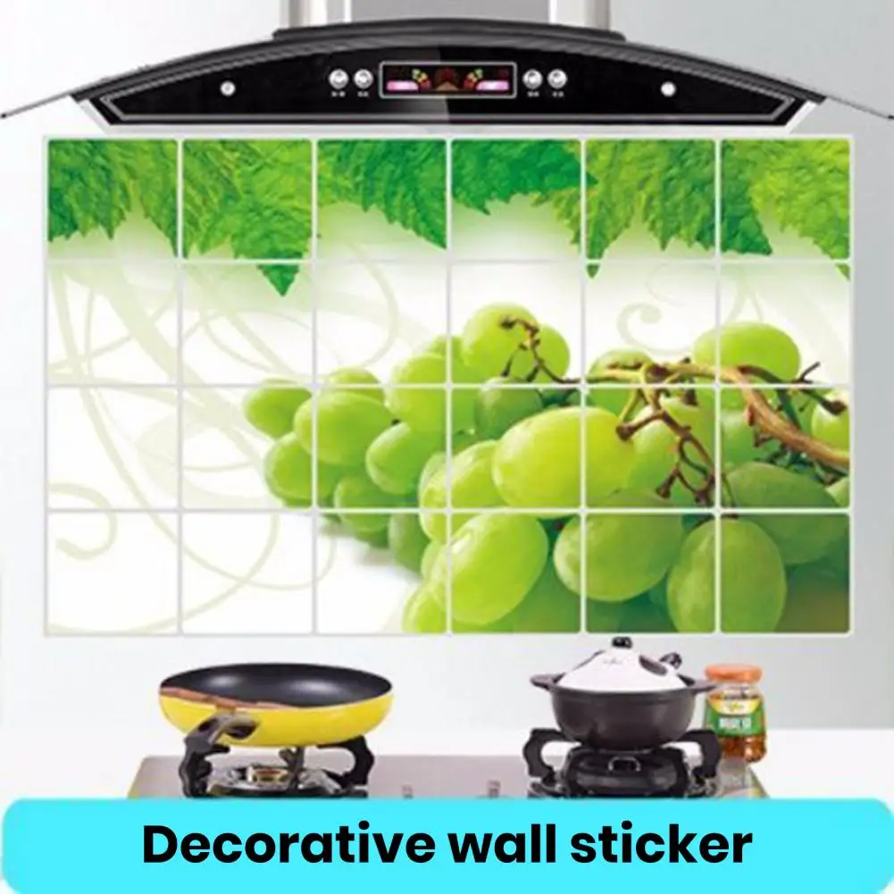 Oil-resistant Wall Art Decal Waterproof Kitchen Wall Sticker with Heat Resistant Design Oil-proof Self-adhesive for Bathroom