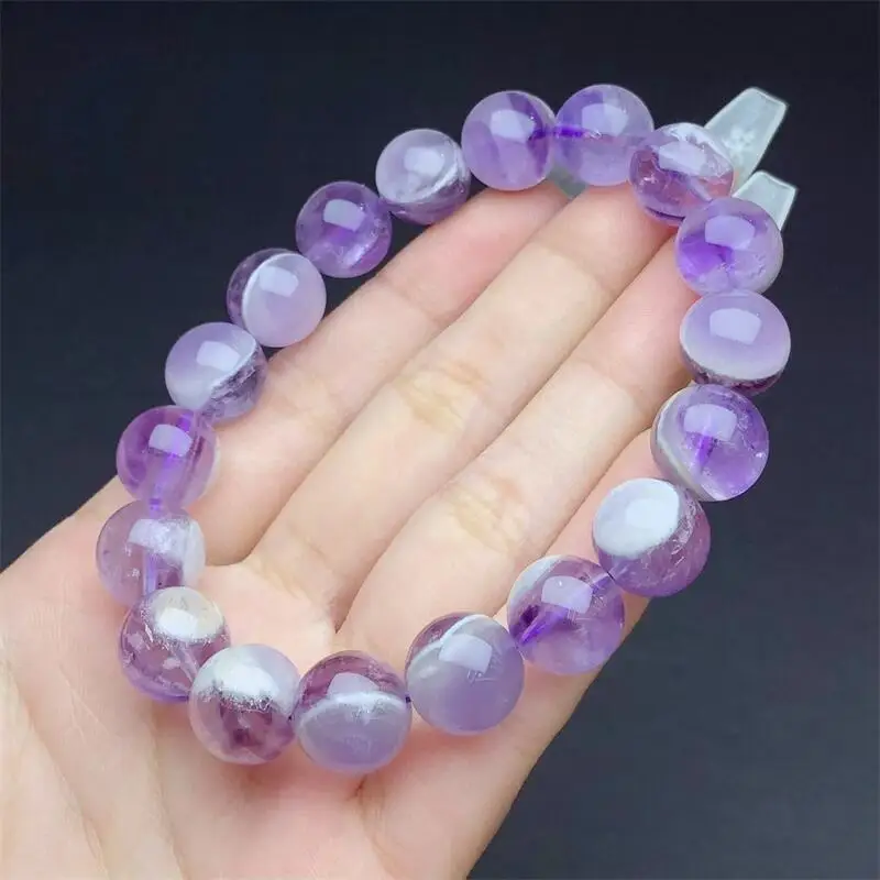 10MM Natural Purple Dzi Quartz Bead Bracelet Crystal Yoga Reiki Healing Fengshui Stretch Female Holiday Gift 1PCS