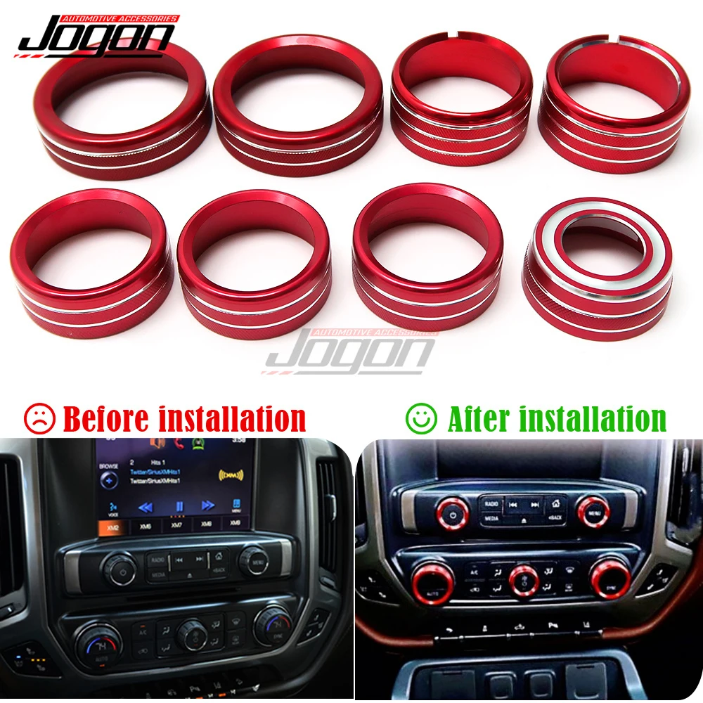 

Air Conditioner Control Decoration For Chevy Silverado For GMC Sierra Switch Button AC Radio Trim Center Console Knob Covers