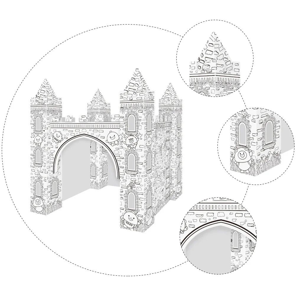 Toy Graffiti 3D Castle Drawing Coloring Puzzle Colorizing Cardboard White Paper DIY