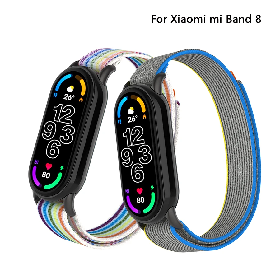 Correa de nailon para Xiaomi Mi Band 8, repuesto de pulsera multicolor