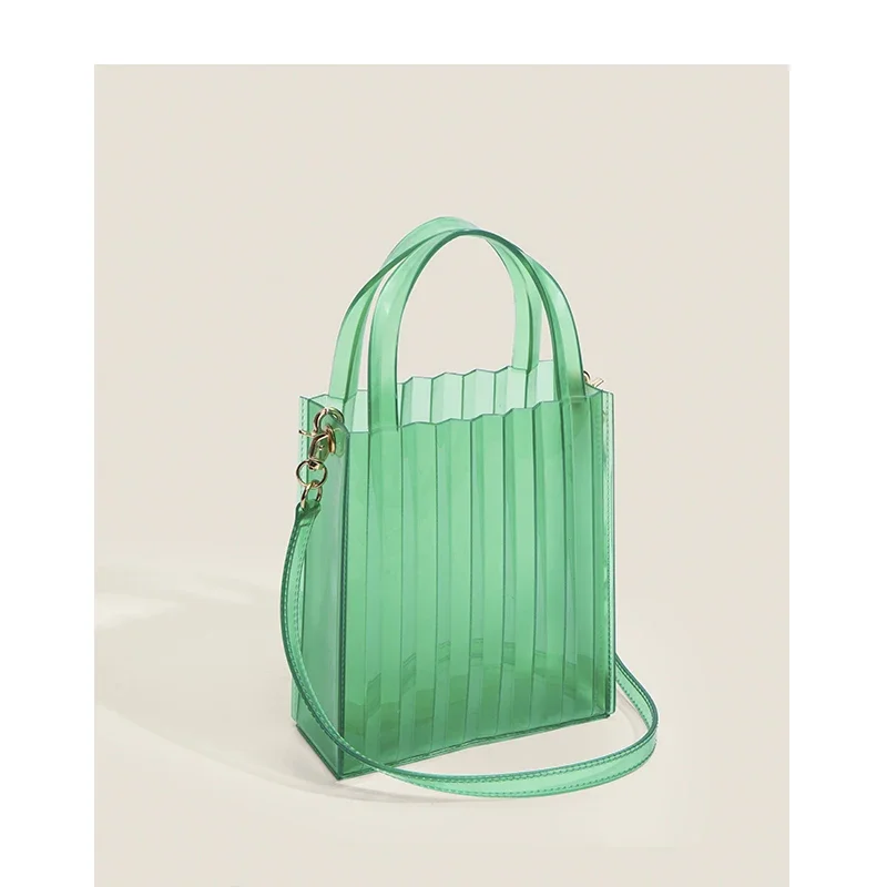 New Fashion Summer PVC Transparent Women Handbag Korean Jelly Shoulder Bag Vintage High Quality Luxury Top Handle Bag