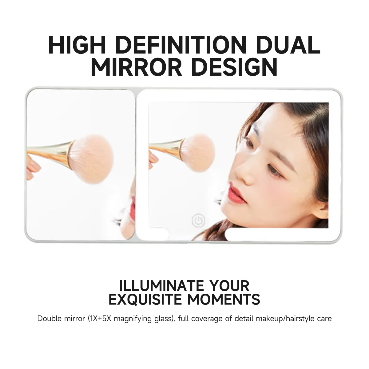 Car LED Makeup Mirror with Magnifying Glass HD Mirror Sun Visor Plate Interior Rear Mirror Dimmable Touchscreen Vanity Mirror view 5