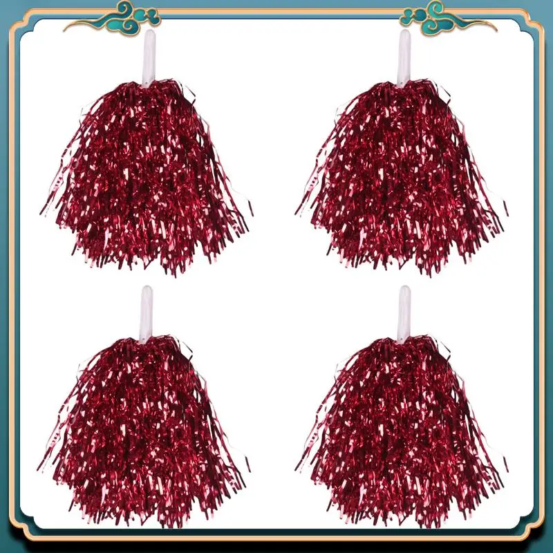 

Latest 24Pcs Cheerleading Pom Poms Metallic Foil Cheer Pom Poms With Plastic Handle For Adults Kids Cheerleaders Party