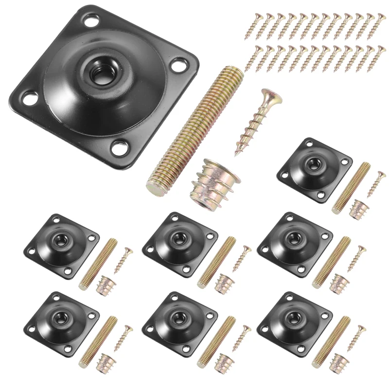 8Sets Flat Mounting Plates Furniture Leg Attachment Plates T-Plate For Sofa Legs With M8 Hanger Bolts