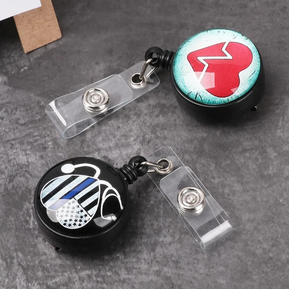 Work Card Name Card Holder Badge Holder Clip Card Holder Clip ID Card Key Chain Retractable Badge ID Badge Holder Nurse Doctor