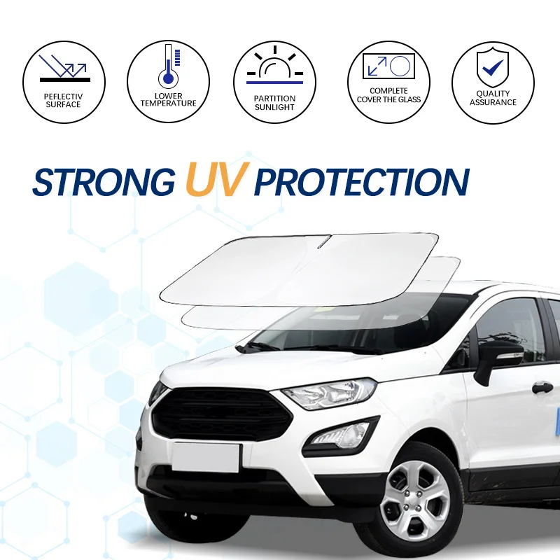 Pára-brisa do carro Sun Shade para Ford Ecosport, protetor de viseira de verão, blocos dobráveis, proteção contra raios UV, acessórios