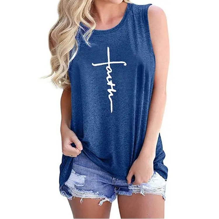 Women's Printed Letter Vest T-irt Svel Cotton Casual Sle Summer Faion Ladies' Top without Brand Registration