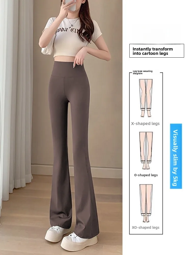 하이웨이스트 요가 피트니스 팬츠 여성 캐주얼 루즈 레깅스 봄 가을 2025 슬레 아크 핀 팬츠 아우터웨어