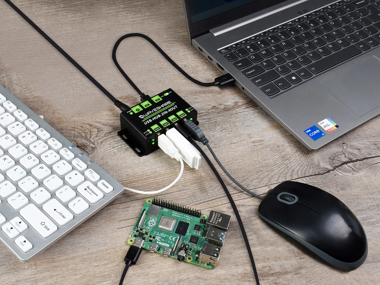 Waveshare Industrial Grade USB HUB, Extending 4x USB 2.0 Ports, Switchable Dual Hosts, Board NOT Included