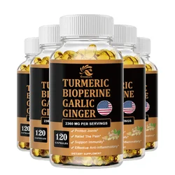 Greensure 4-in-1 Turmeric Ginger Supplement with Garlic Curcumin Black Pepper, for Joint, Digestive & Immune Support