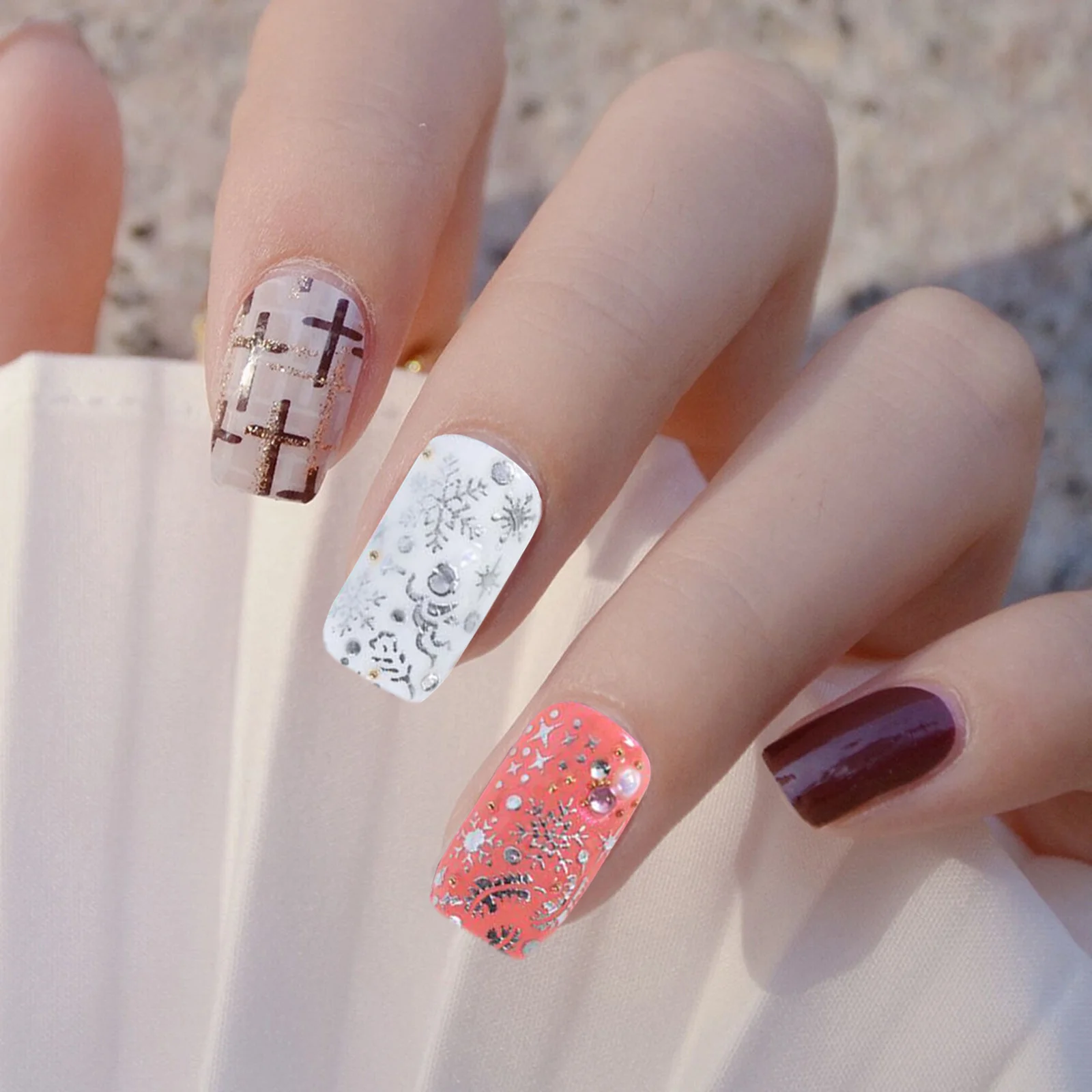 

3 Sheets Christmas Snowflake Nail Art Stickers Easy Apply Xmas Nail Decals for Women DIY Snowflake Manicure Sticker