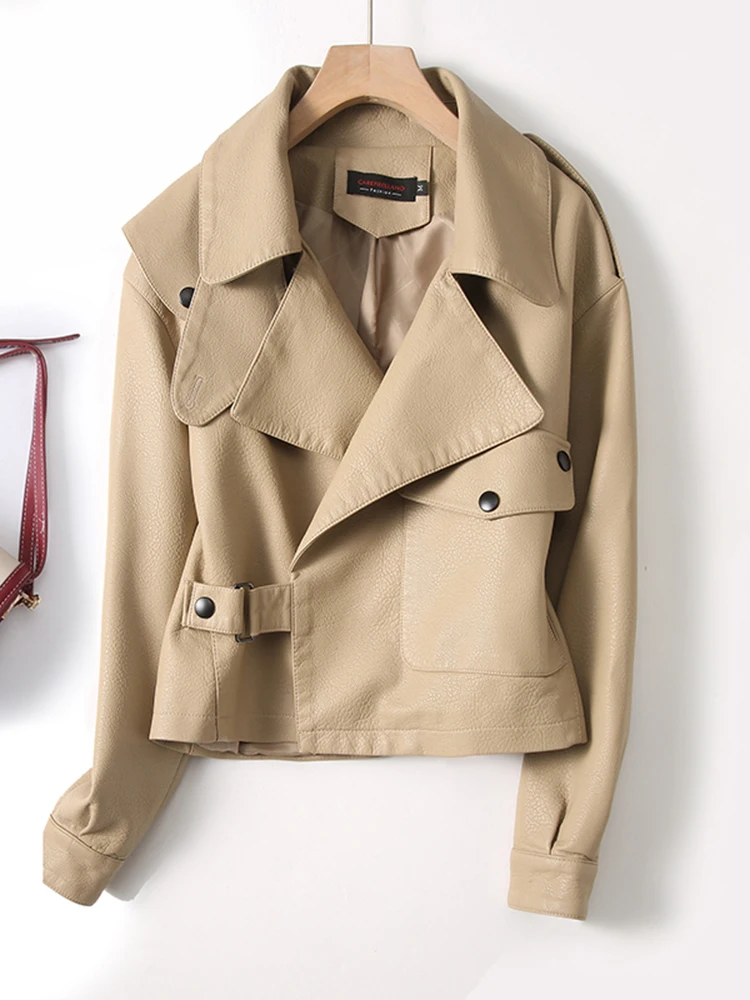   Ning 本革ジャケット レディース 2025 新作 春秋 シープスキン ルーズ カジュアル バイク ファッション レザー ジャケット トレンド