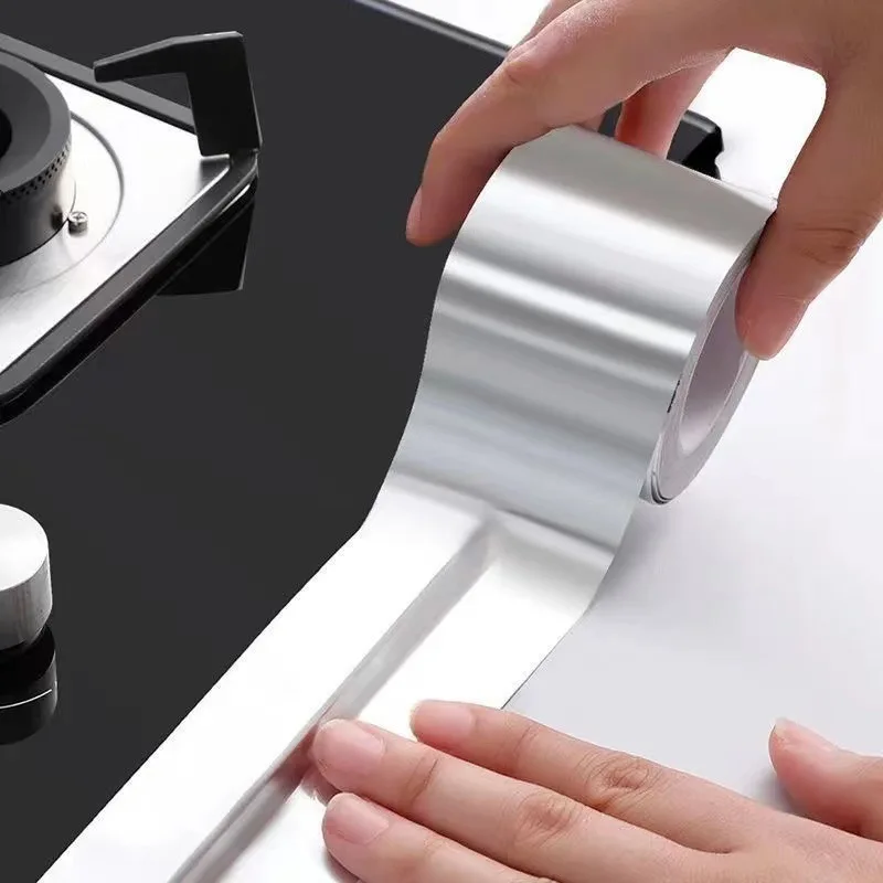 Kitchen Aluminum Foil High-Temperature Tape Cooktop Self-Adhesive Greaseproof Stickers Moisture-Proof Mildew Waterproof Seam Sea