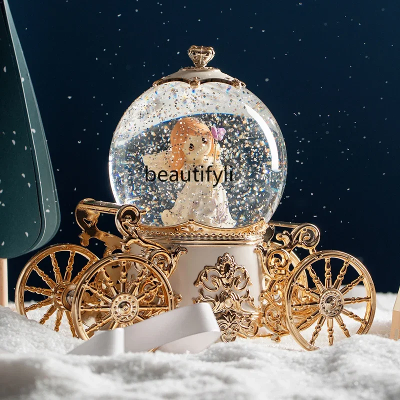 

Christmas gift spinning pumpkin carriage crystal ball music box girl girl child birthday gift