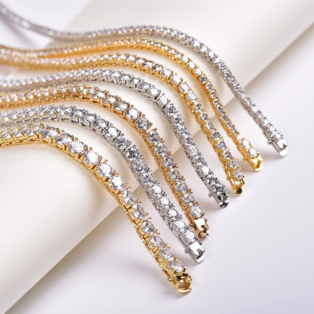 Certified GRA Moissanite Tennis Necklace 3/4/5/6mm Solid 925 Sterling Silver Diamond Tennis Necklaces for Women Man MS035