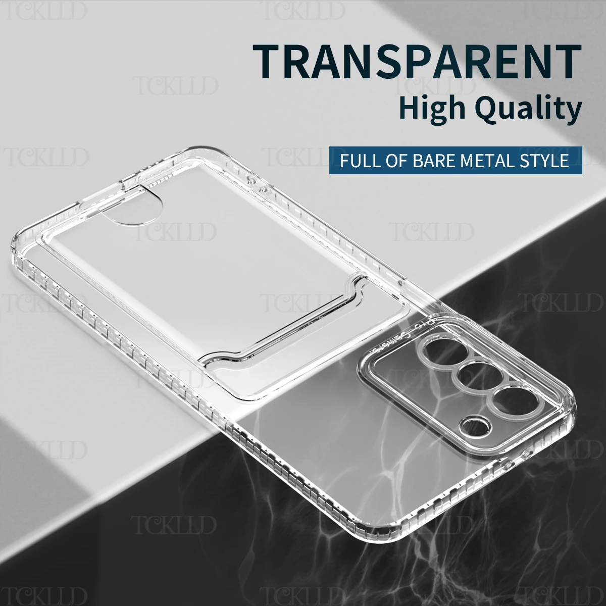 Transparent Card Bag Wallet Cell Phone Case For Samsung Galaxy S22 S21 Ultra S20 Note 20 Ultra 8 9 10 Plus Shockproof Soft Cover