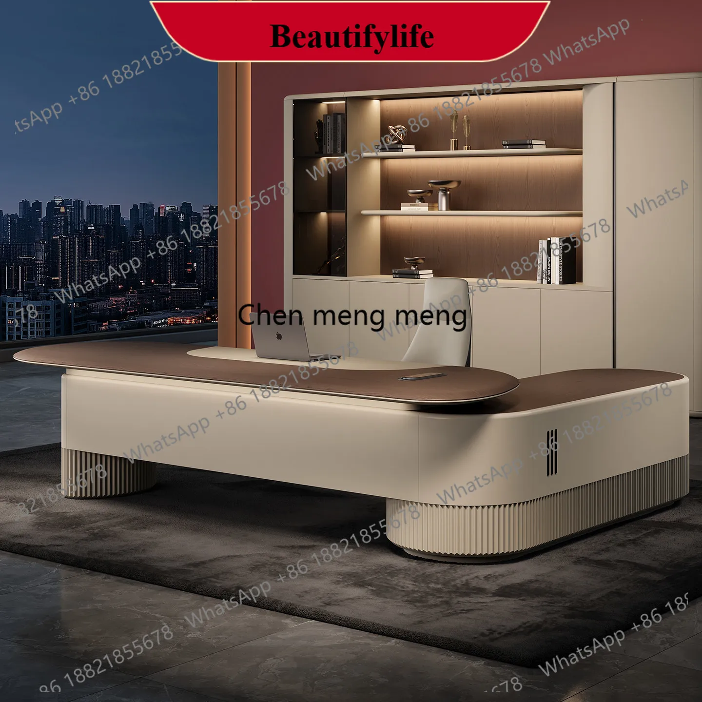 d178 Fashion light luxury high-end sense E0 president table high-end class desk white lighting